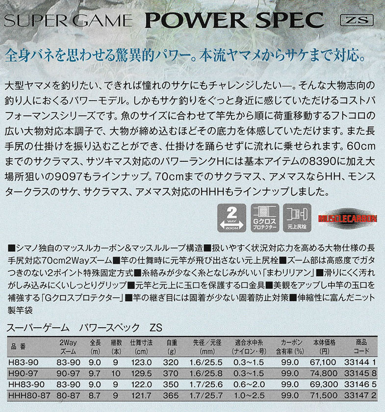 シマノ シマノ スーパーゲーム ライトスペック ZY M85-90 : 釣具