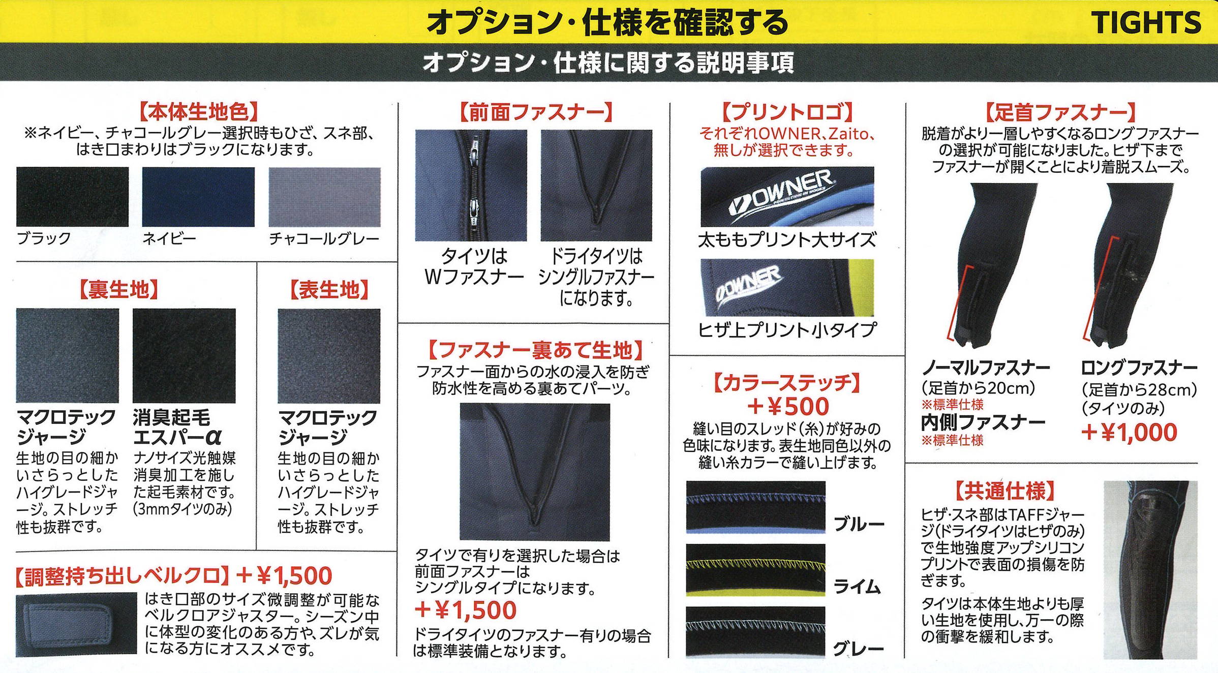 オーナー 鮎トップタイツ オーダーカード