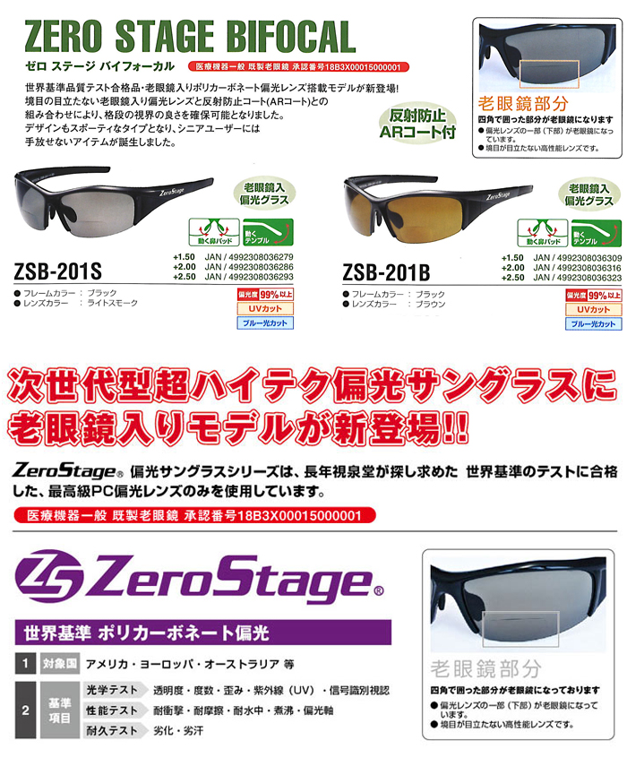 視泉堂 老眼付き偏光サングラス ゼロステージ(ZeroStage)