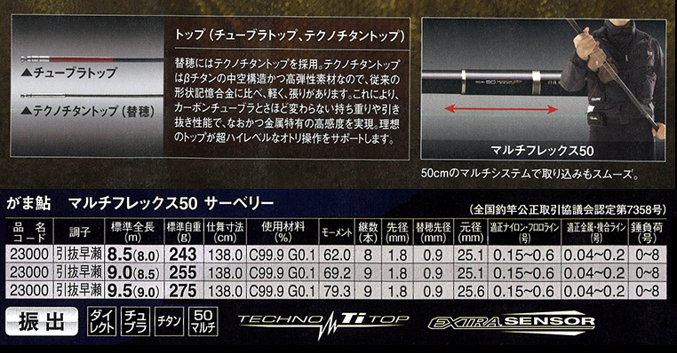 鮎釣り用品ニューアイテム/ロッド/がま鮎 マルチフレックス50