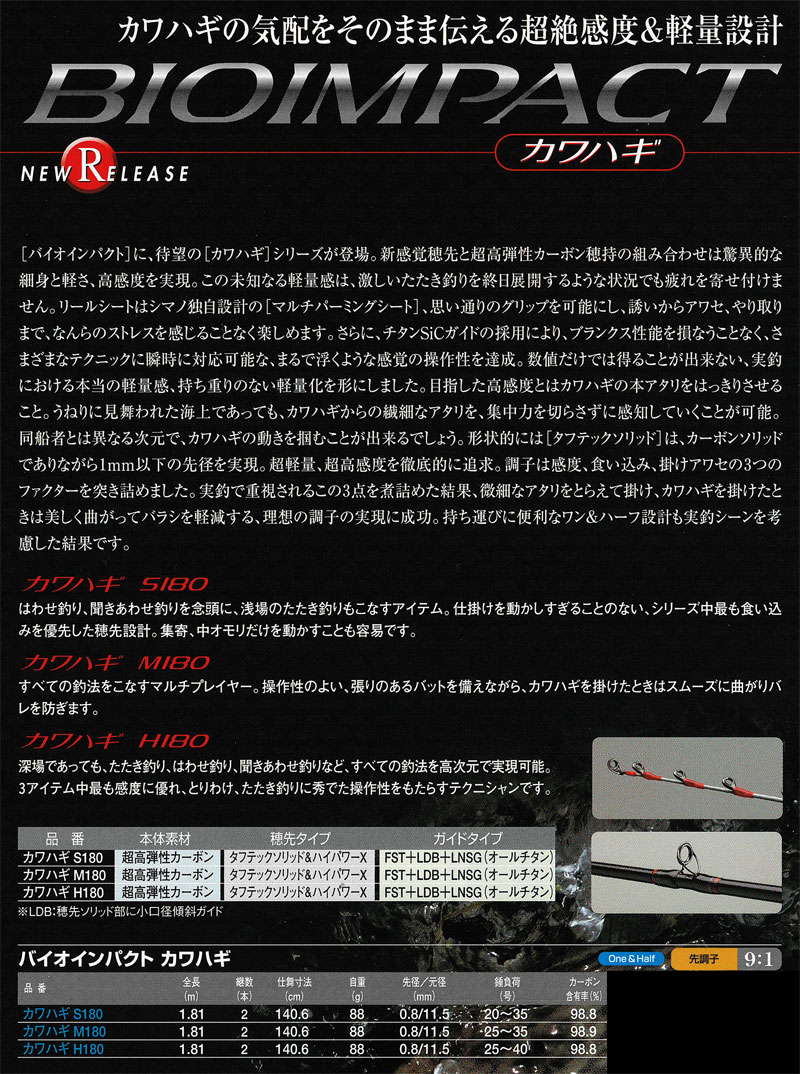 シマノ バイオインパクト カワハギ M180|船竿 シマノ バイオインパクト カワハギ M180|船竿