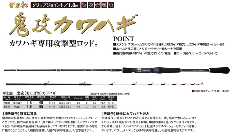 がまかつ(Gamakatsu) がま船 鬼攻カワハギ(並継) 極先調子 21631