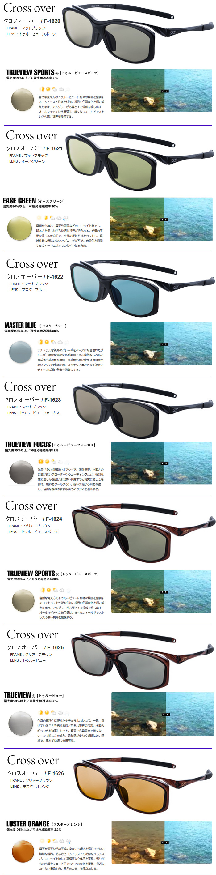 磯 磯釣り 偏光グラス Cross Over クロスオーバー 磯 磯釣り 偏光グラス Cross Over クロスオーバー