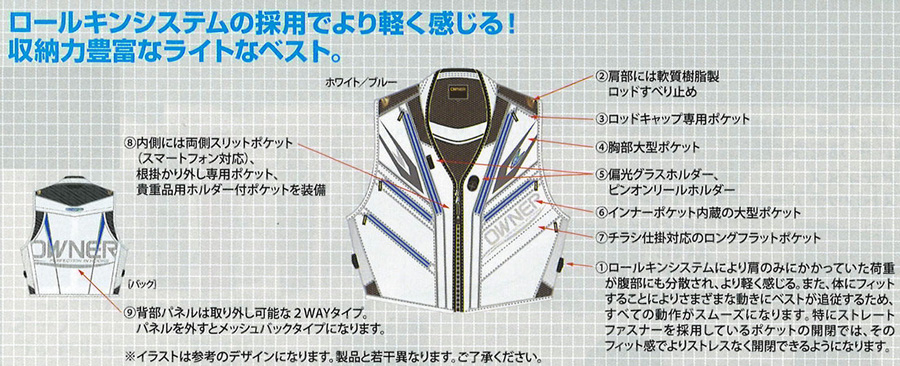 渓流/渓流釣り/ベスト/【OUTLET】鮎渓流ライトフィットベスト No.9962