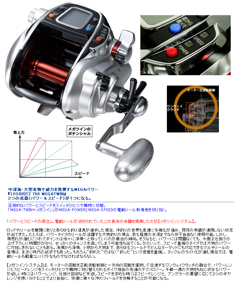 リール/電動リール/電動リール レオブリッツ 750MT（メガツイン）【YT】